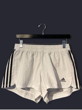 adidas Women's Cream Athletic Shorts with Black Side Stripes Size:XL